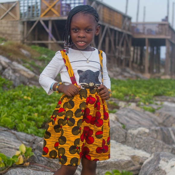 African Girl's Yellow Ankara Print Jumper - Picture 2 of 5